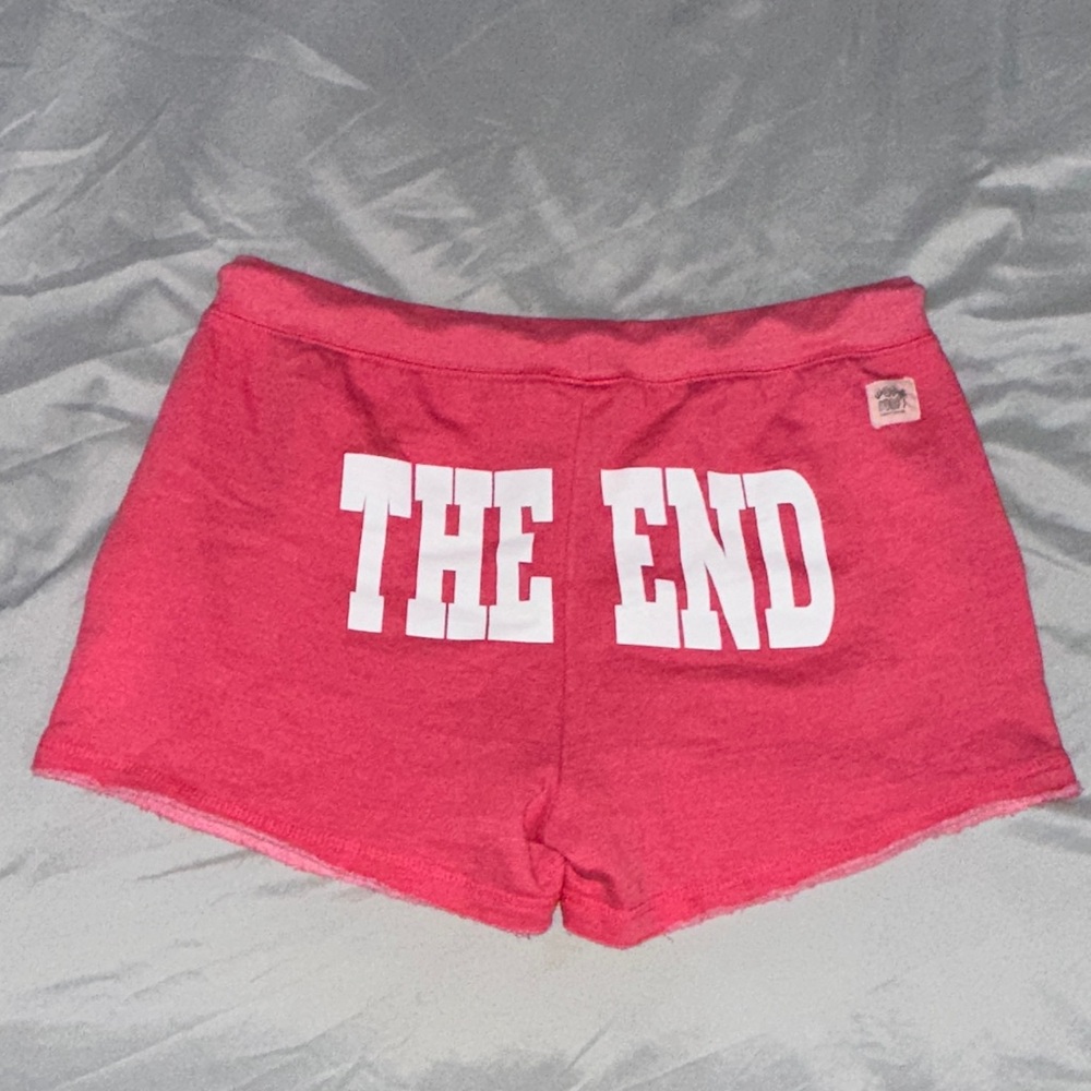 Pink/red Shorts with THE END